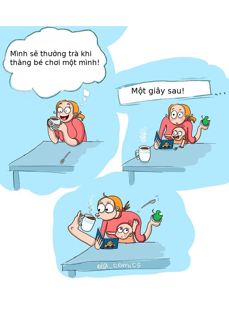 bo tranh cuc di dom ve cuoc song nhung ba me nuoi con nho