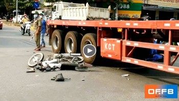 tai xe xe may gap nan khi di vao dung diem mu cua xe dau keo