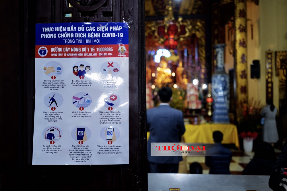 Chùa Quán Sứ: Đón xuân mới nhưng không quên phòng dịch Chùa Quán Sứ: Đón xuân mới nhưng không quên phòng dịch
