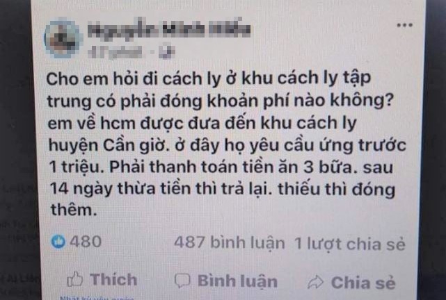 len facebook bia chuyen bi thu tien an trong khu cach ly covid 19 nam thanh nien bi nhac nho