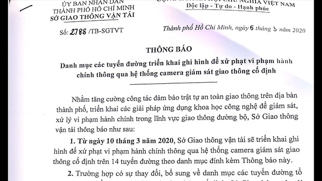 danh sach 14 tuyen duong o tphcm phat nguoi qua camera giao thong tu 103