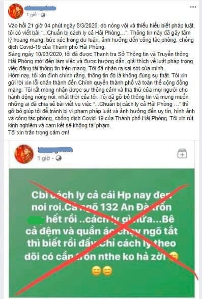Đăng tin "chuẩn bị cách ly cả Hải Phòng", tài khoản Facebook "cô đồng" bị xử phạt 10 triệu đồng dang tin chuan bi cach ly ca hai phong tai khoan facebook co dong bi xu phat 10 trieu dong