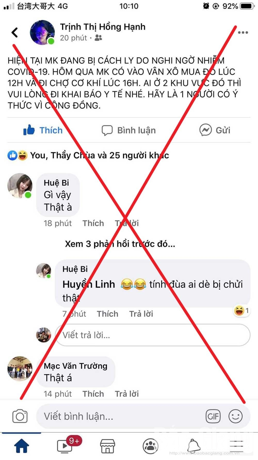 tung tin bi nghi nhiem covid 19 treu dua ngay ca thang tu co gai tre bi phat 15 trieu dong