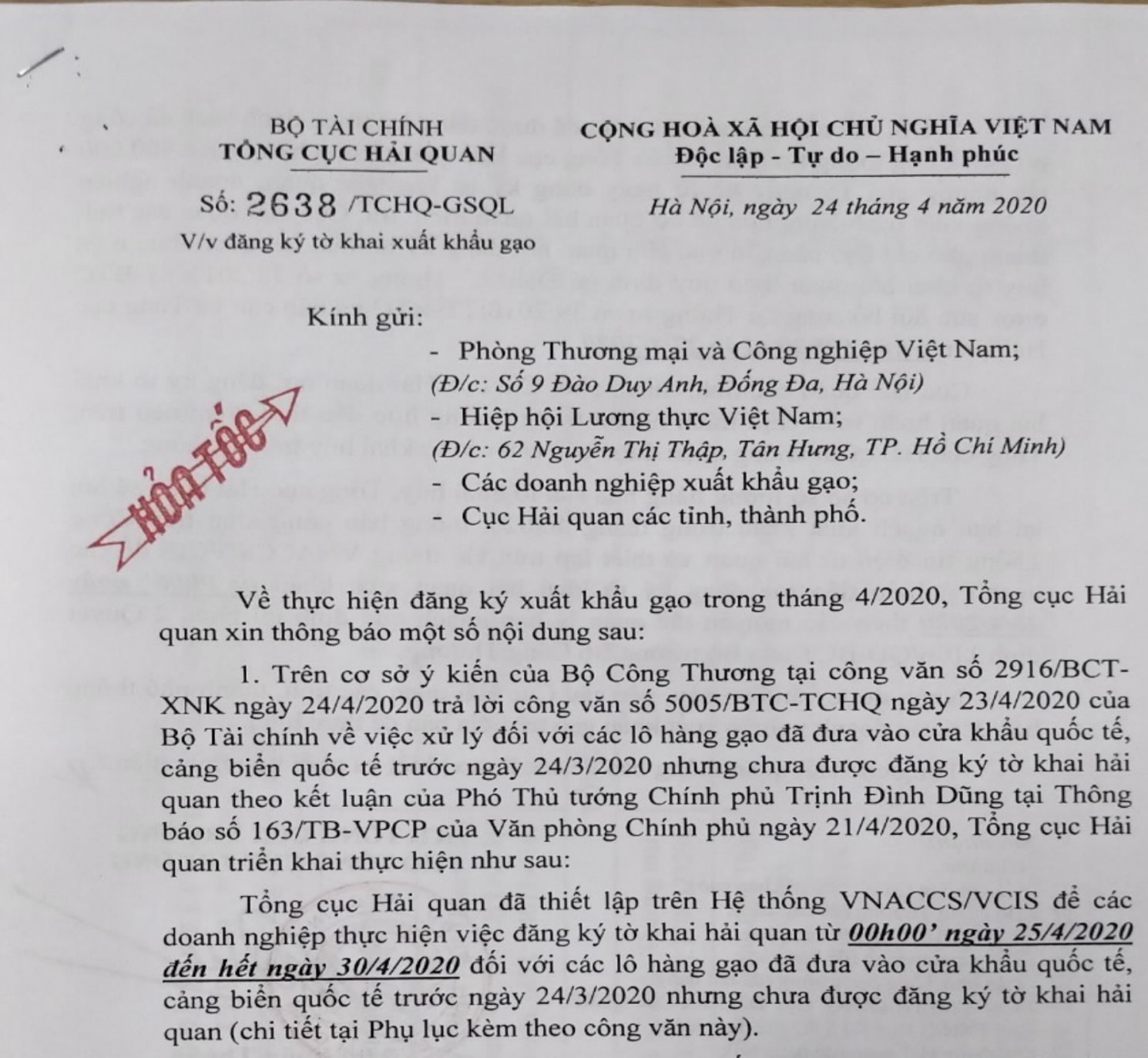 tu 0h ngay 264 them 38000 tan gao duoc xuat khau