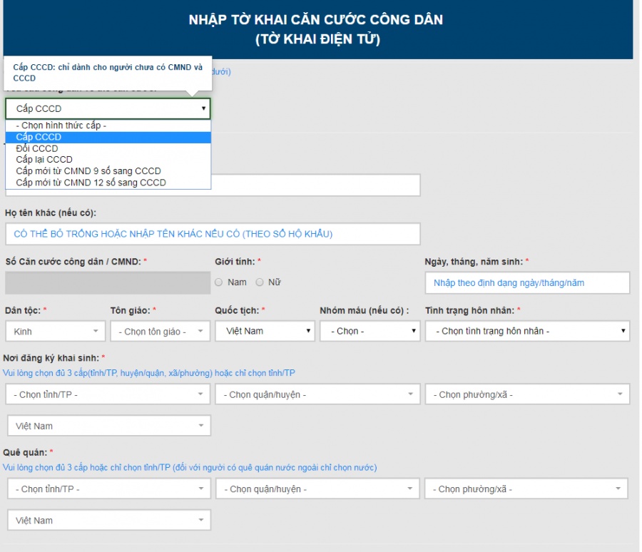 huong dan cac buoc lam the can cuoc cong dan online chi mat vai phut ngay tai nha