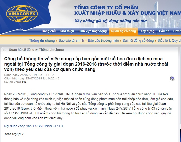 vinaconex len tieng ve viec tong giam doc nguyen xuan dong bi trieu tap