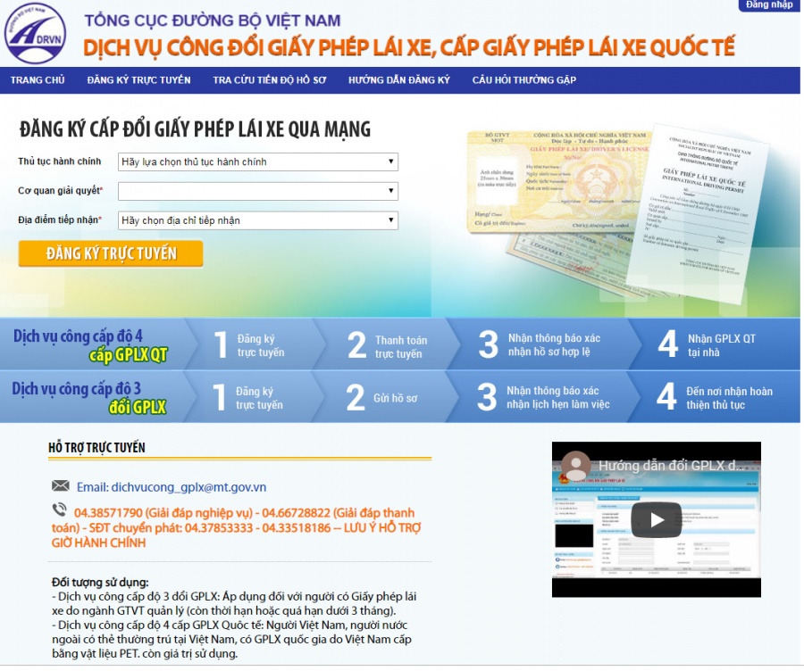 cach doi giay phep lai xe quoc te qua mang