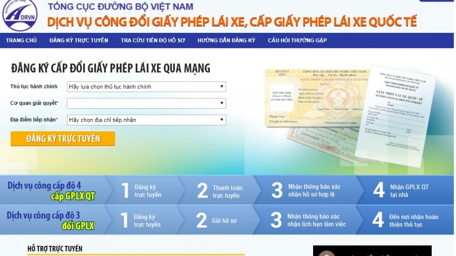 Hướng dẫn các bước đổi Giấy phép lái xe qua mạng chưa đầy 5 phút