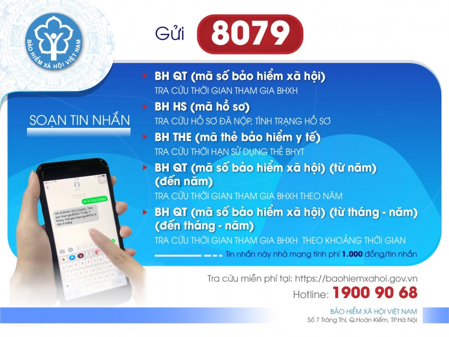 huong dan tra cuu bhxh bhyt bang tin nhan chi voi 1000 dong