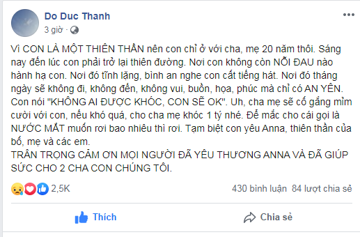 nghe si viet xot thuong con gai dao dien nhung ngon nen trong dem qua doi vi ung thu