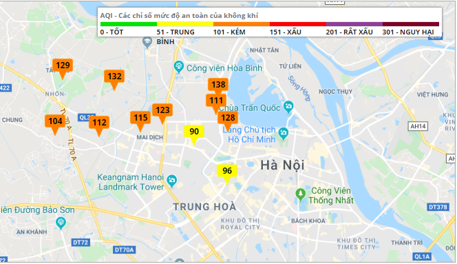 ha noi mu mit chim trong bau khong khi chat luong kem