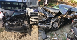 video xe tai suyt doat mang nguoi di xe may sau cu phong nhanh di au