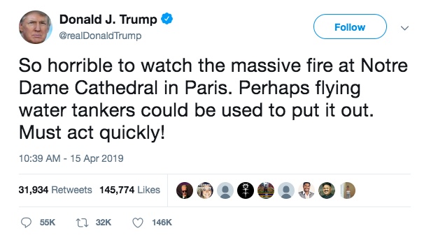 Lãnh đạo thế giới bàng hoàng, chia buồn về vụ cháy Nhà thờ Đức Bà Paris lanh dao the gioi bang hoang chia buon ve vu chay nha tho duc ba paris