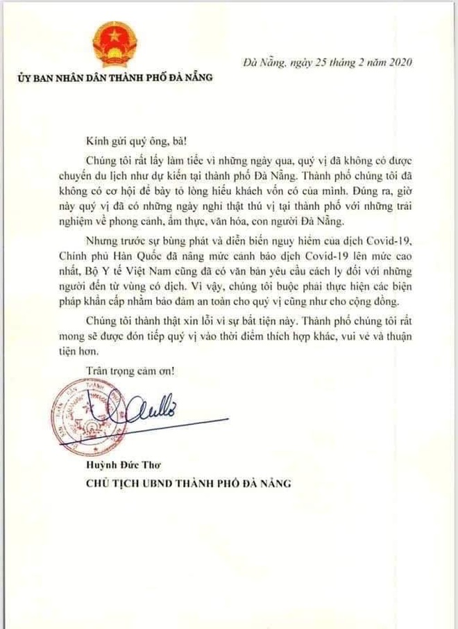 tin tuc trong ngay 262 moi nhat chu tich tp da nang gui thu xin loi nhom du khach han quoc