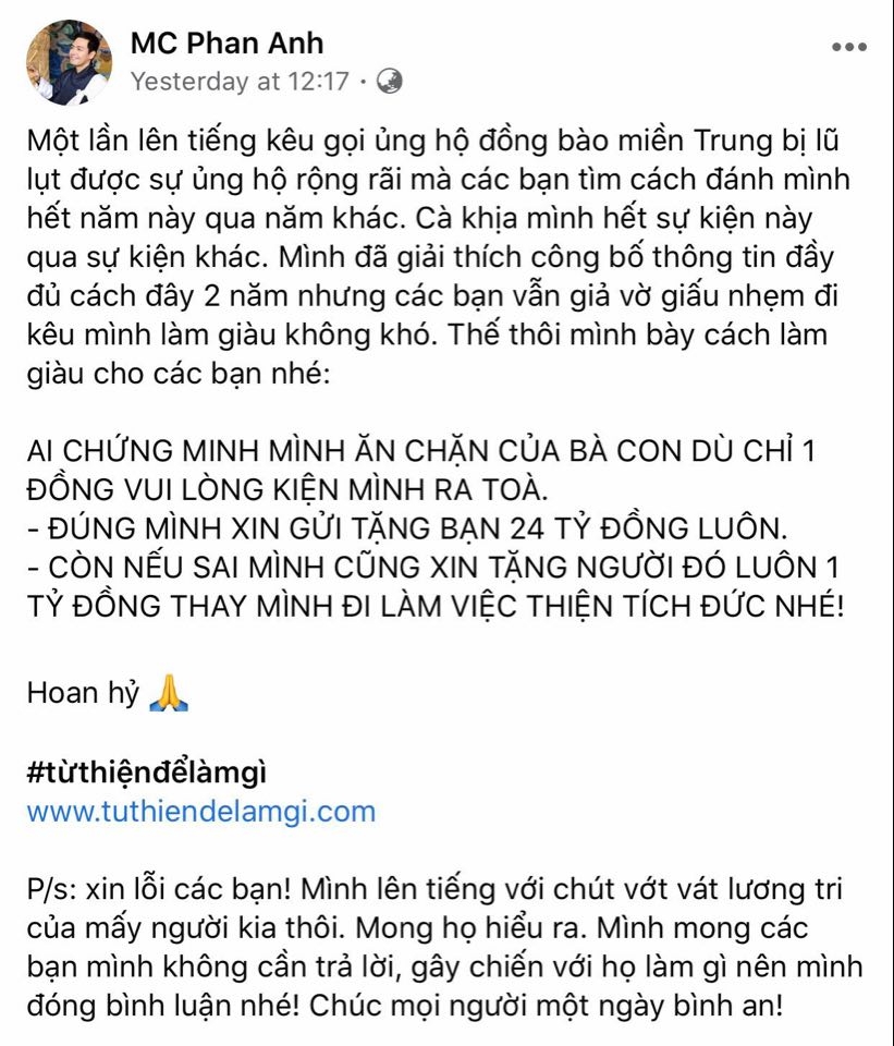 mc phan anh noi thuong 24 ti cho nguoi chung minh anh an chan tien tu thien