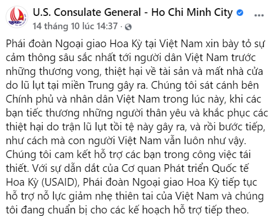 Phái đoàn Ngoại giao Mỹ cam kết đồng hành, hỗ trợ Việt Nam khắc phục hậu quả lũ lụt