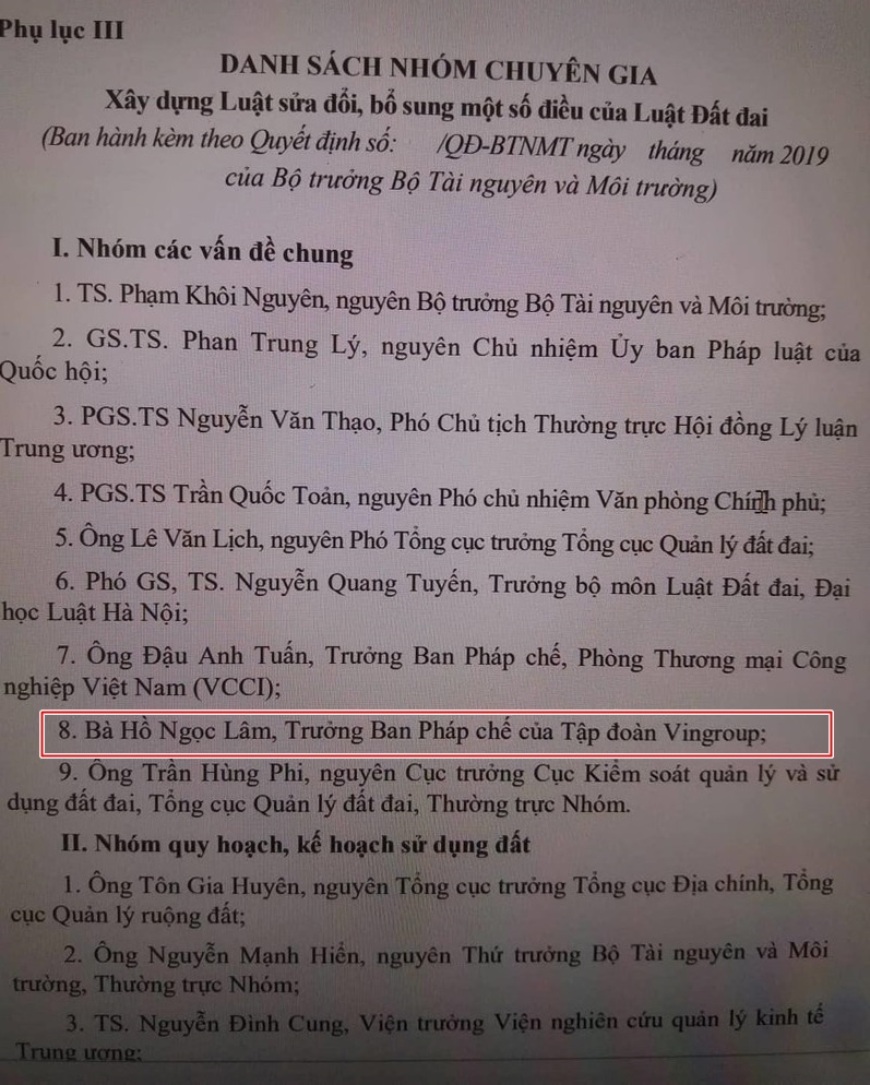 dai dien vingroup tham gia soan thao sua doi luat dat dai 2013