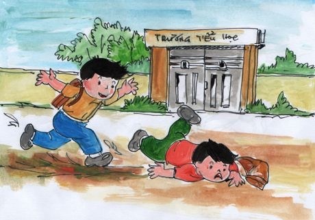 truot te be gai bi cay tre canh dam thung hau mon