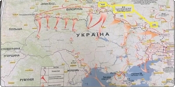Xuất hiện bản đồ hướng tấn công của quân Nga vào Ukraine