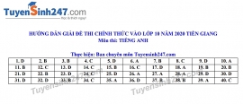 dap an de thi anh van tuyen sinh lop 10 vao thpt tinh tien giang nam 2020
