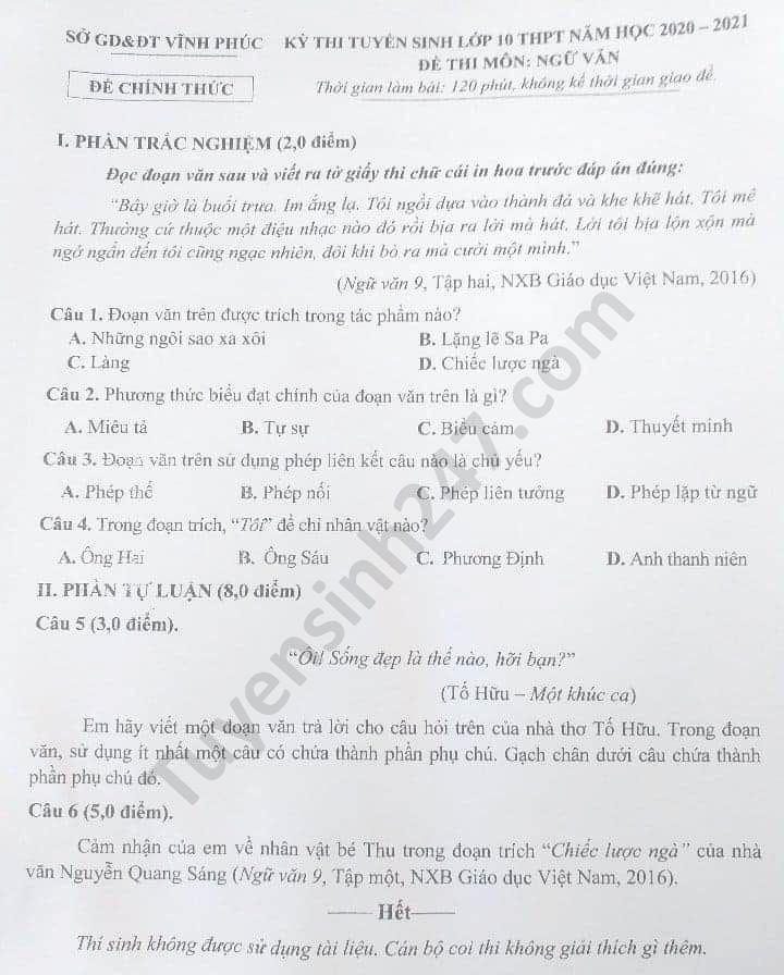 1731 dap an de thi ngu van tuyen sinh lop 10 vao thpt tinh vinh phuc1