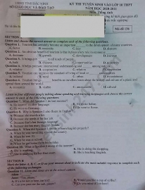 de thi anh van tuyen sinh lop 10 vao thpt tinh bac ninh nam 2020