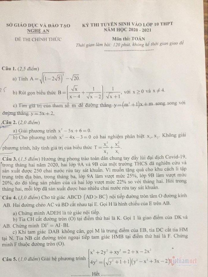 3538 dap an de thi mon toan tuyen sinh lop 10 vao thpt tinh nghe an2