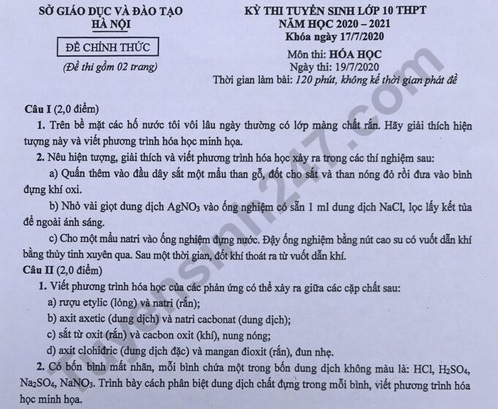 0620 dap an de thi mon hoa hoc tuyen sinh lop 10 vao thpt chuyen ha noi anh1