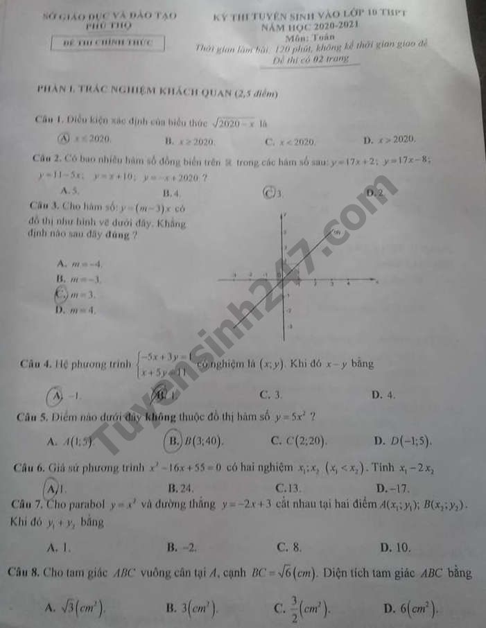 undefined 4949 dap an de thi mon toan tuyen sinh lop 10 vao thpt tinh phu tho 1