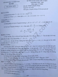 de thi mon toan tuyen sinh lop 10 vao thpt chuyen toan tp ha noi nam 2020