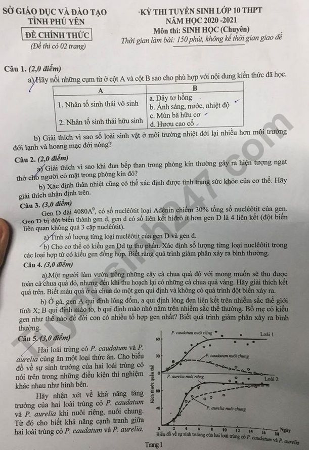 2619 de thi mon sinh hoc tuyen sinh lop 10 vao thpt chuyen phu yen1