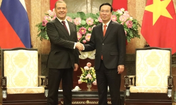Chủ tịch nước tiếp Chủ tịch Đảng Nước Nga Thống nhất Dmitry Medvedev