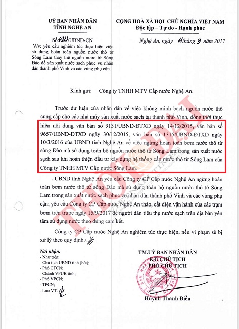 tinh uy uy ban ra lenh cam cong ty cap nuoc nghe an van ngang nhien bom nuoc song dao