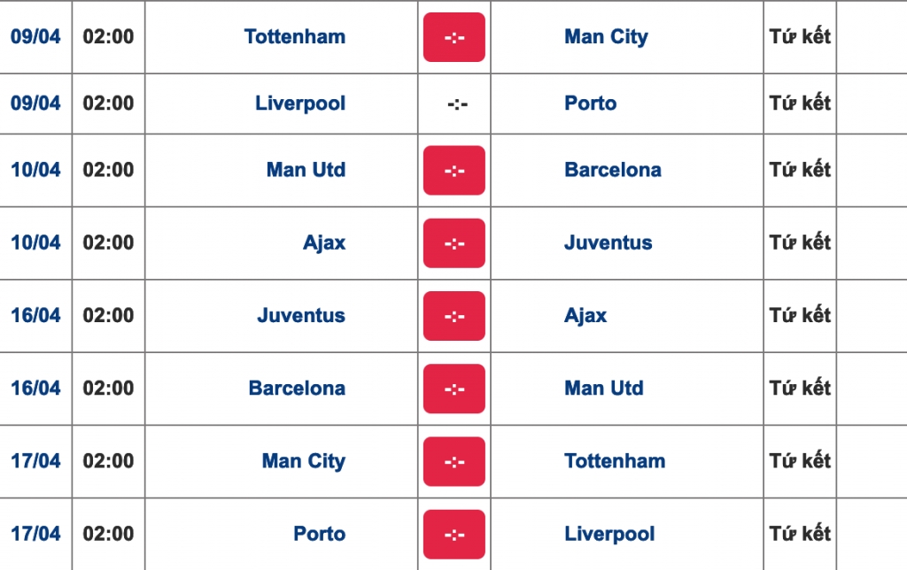 lich thi dau cup c1 chau au vong 18 luot di mua 20182019