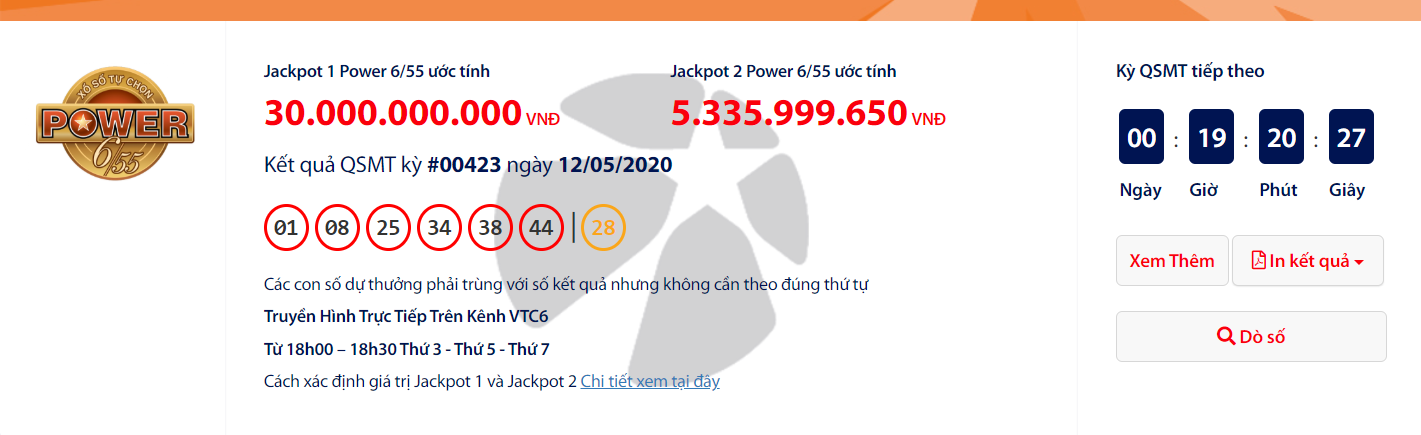 ket qua xo so vietlott power 655 toi ngay 2352020 chu nhan cua hon 40 ti dong la ai
