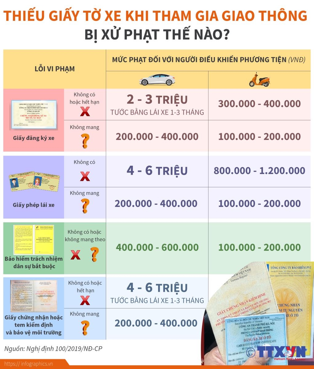 nhung loai giay to nguoi tham gia giao thong can mang theo va muc xu phat neu thieu
