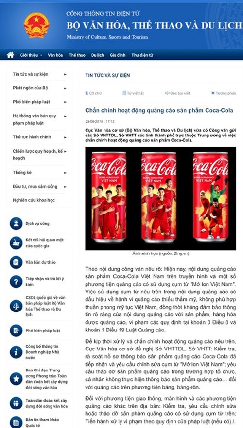 coca cola bi so gay vi de quang cao mo lon viet nam