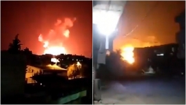 Khoảnh khắc các căn cứ quân sự của Syria bị không kích nghi do Israel