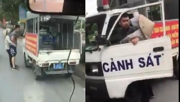 Clip: Công an phường mặc áo cộc tay, quần ngố, lái xe biển xanh xử lý vi phạm trên đường
