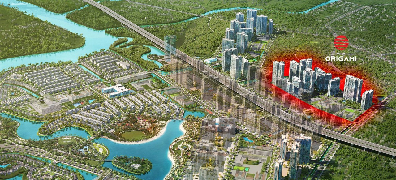 Vị trí của phân khu The Origami trong tổng thể đại đô thị Vinhomes Grand Park