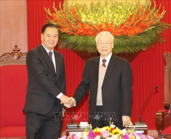 Tổng Bí thư tiếp Đoàn đại biểu cấp cao Văn phòng Trung ương Đảng Nhân dân Cách mạng Lào