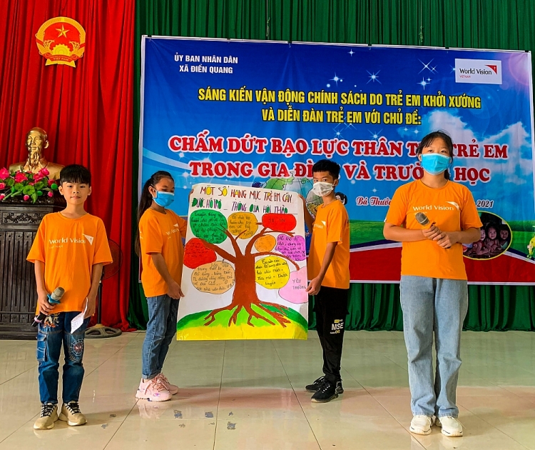 Trẻ em Thanh Hoá chia sẻ sáng kiến chấm dứt bạo lực trong gia đình và trường học
