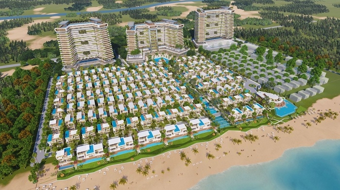Phối cảnh 1 tổ hợp biệt thự và khách sạn 5 sao nằm trên cung đường biển tỷ đô, hứa hẹn sẽ trở thành biểu tượng du lịch của Đà Nẵng