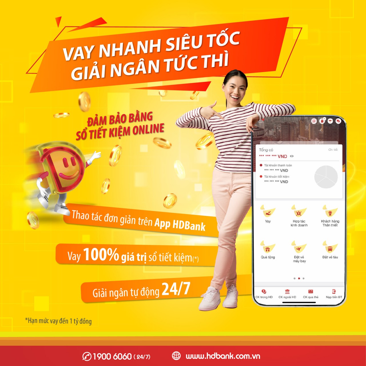 Tiền về ngay khi vay online tại App HDBank