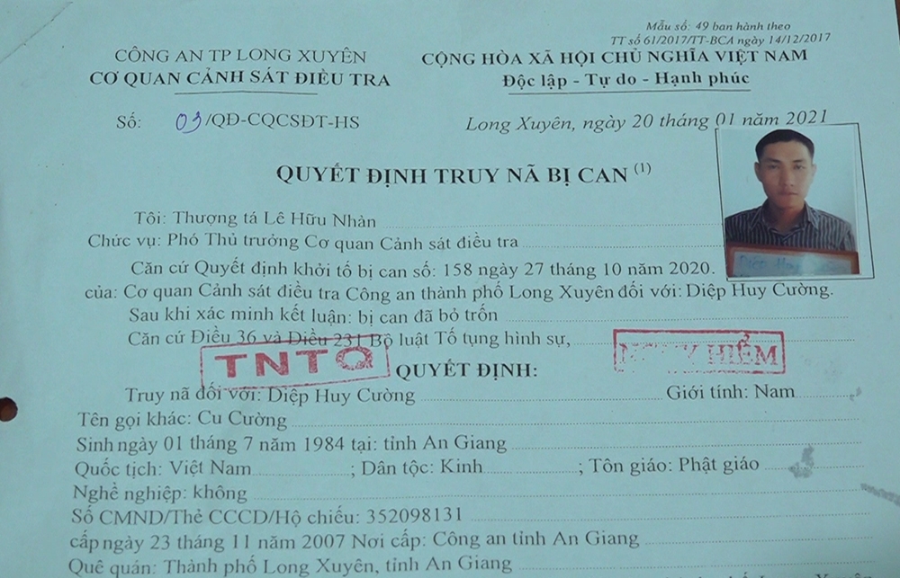 Bắt đối tượng truy nã nguy hiểm từng có 4 tiền án
