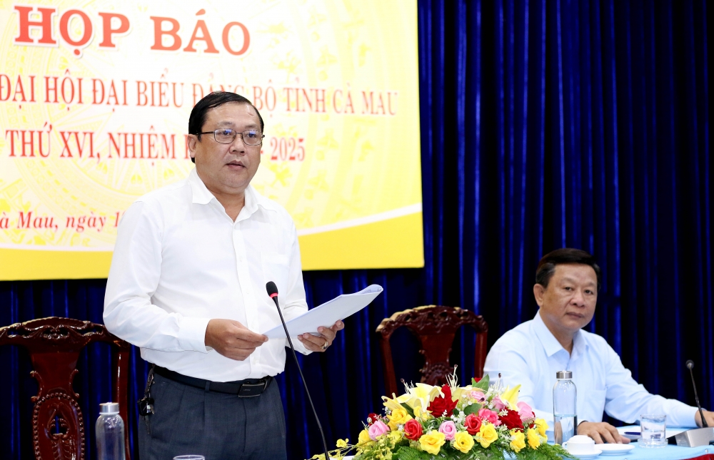 Đại hội đại biểu Đảng bộ tỉnh Cà Mau lần thứ XVI sẽ diễn ra từ ngày 26 đến 28/10