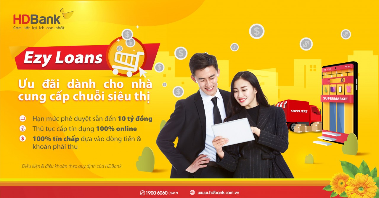 HDBank ưu đãi lãi suất cho nhà cung cấp siêu thị qua chương trình tín dụng 100% online
