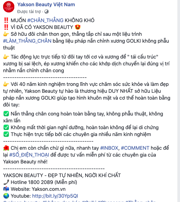 yakson beauty co the nan thang chan khong can phau thuat