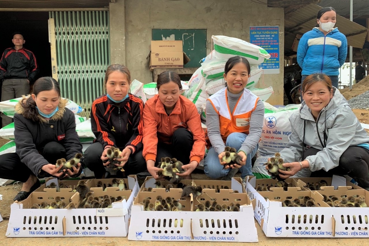  được tập huấn các kỹ năng để chăm sóc vật nuôi. Ảnh: World Vision Việt Nam