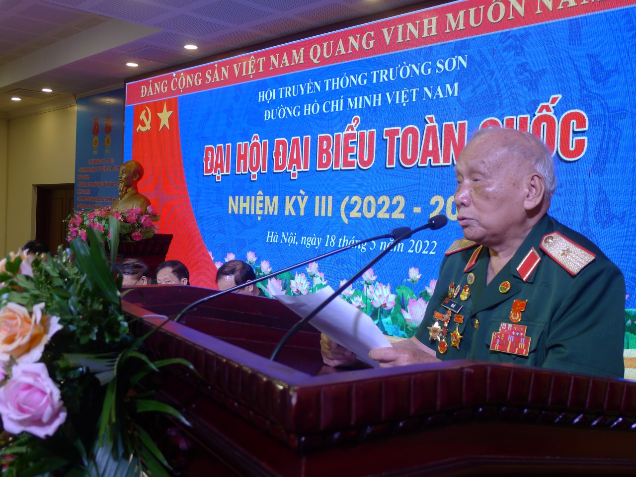 Thiếu tướng Võ Sở - Chủ tịch Hội Trường Sơn Việt Nam phát biểu tại Đại hội. Ảnh: Thành Luân Thiếu tướng Võ Sở - Chủ tịch Hội Trường Sơn Việt Nam phát biểu tại Đại hội. Ảnh: Thành Luân